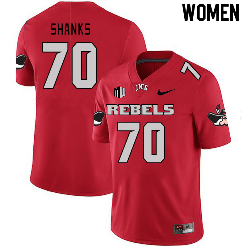 Women #70 Tiger Shanks UNLV Rebels 2023 College Football Jerseys Stitched-Scarlet - Click Image to Close